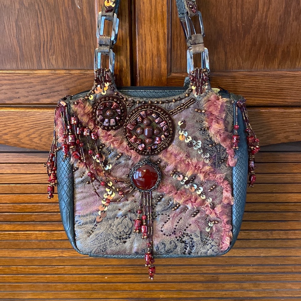Mary Frances Multicolor Beaded Shoulder Bag